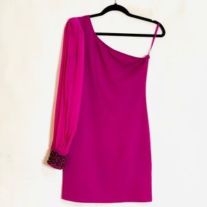 Rare One Sleeved Magenta Cocktail Dress
